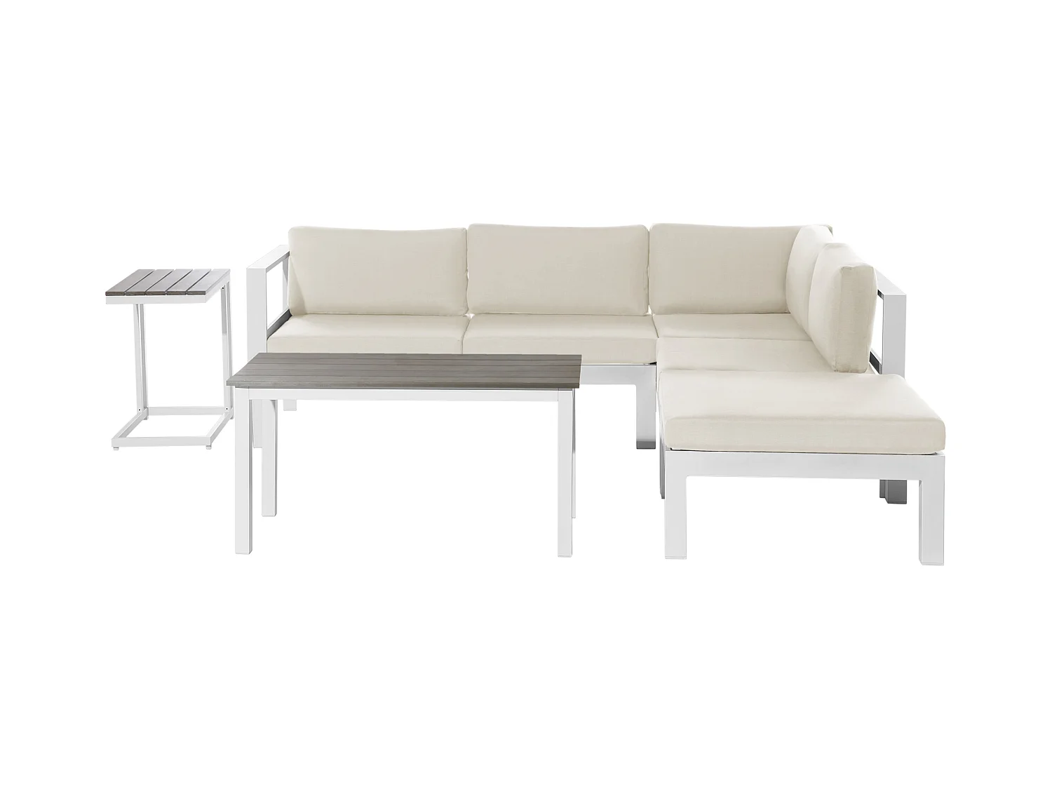Ensemble de canapés d'angle de jardin 5 places MESSINA Côté droite Métal Beige