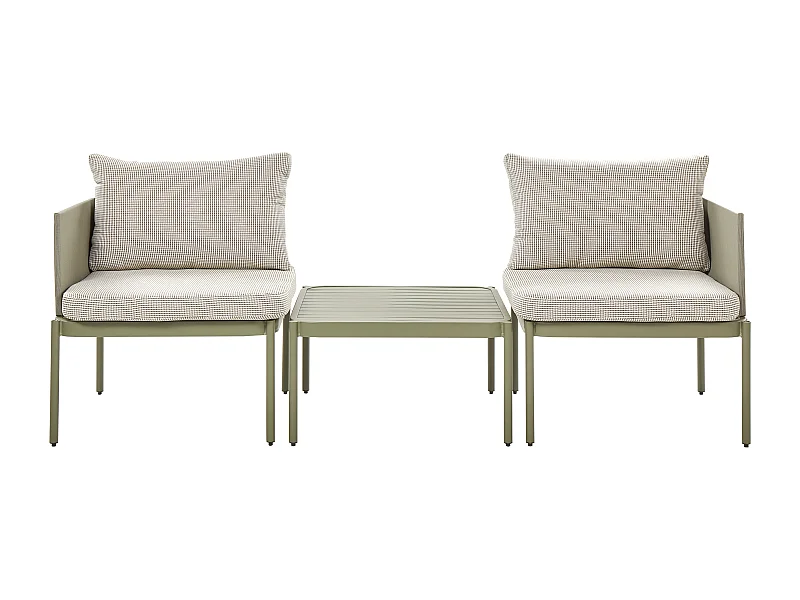 Ensemble de salon de jardin avec table 2 places TERRACINA Métal Vert olive