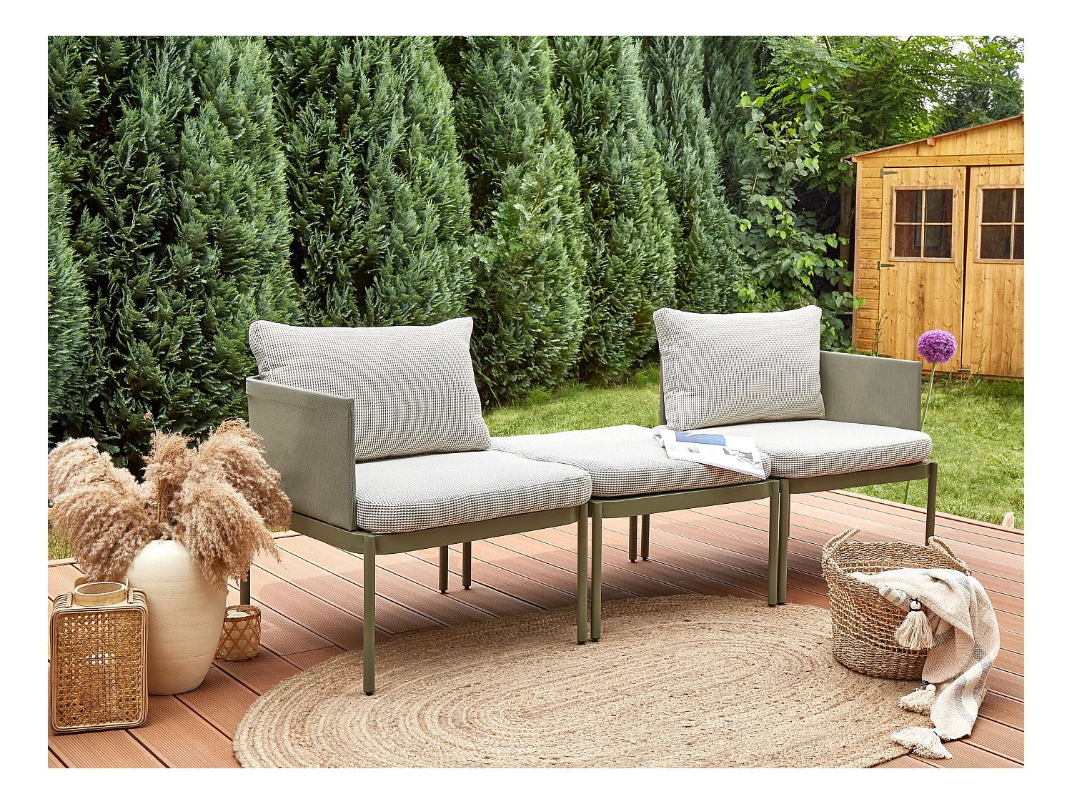 Loungeset met tafel 2-zitter TERRACINA Metaal Olijfgroen