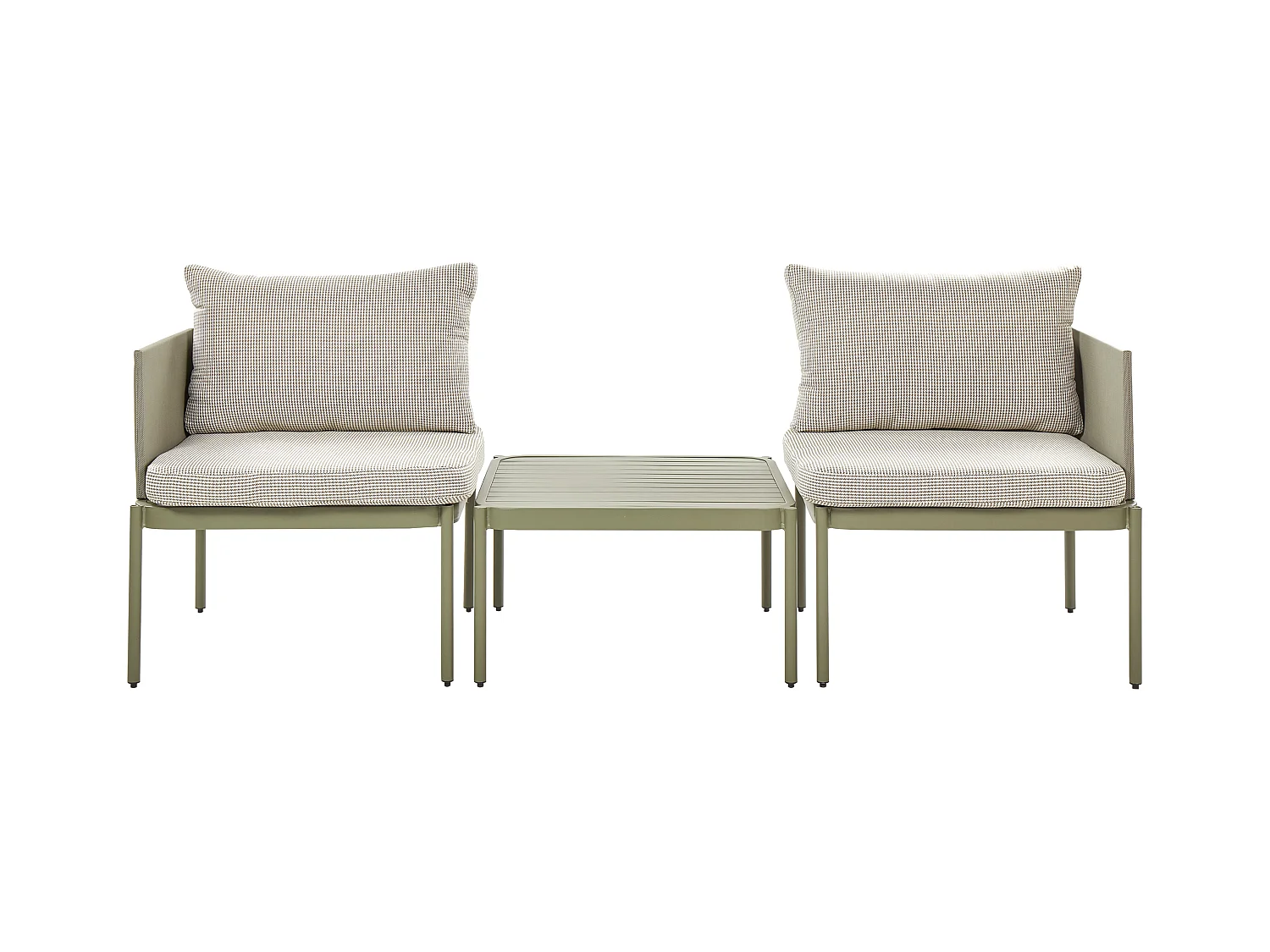 Ensemble de salon de jardin avec table 2 places TERRACINA Métal Vert olive