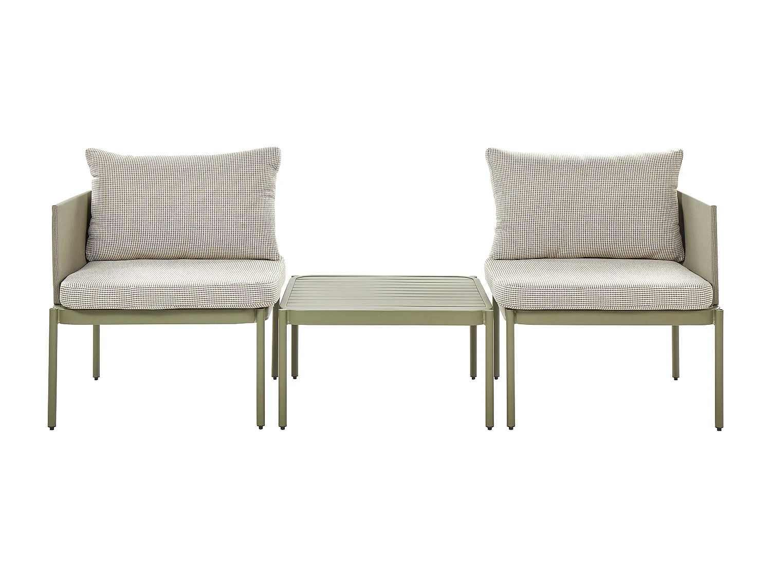 Ensemble de salon de jardin avec table 2 places TERRACINA Métal Vert olive