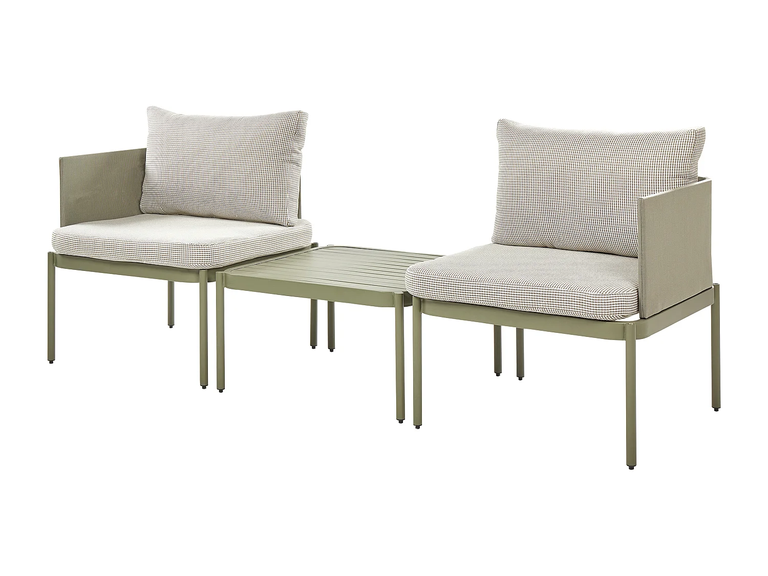 Ensemble de salon de jardin avec table 2 places TERRACINA Métal Vert olive