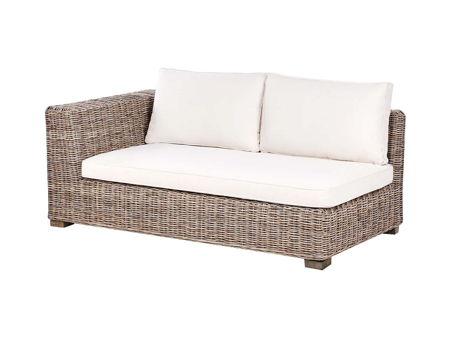 Canapé d'angle de jardin avec ottoman 5 places RINELLA Rotin Gris