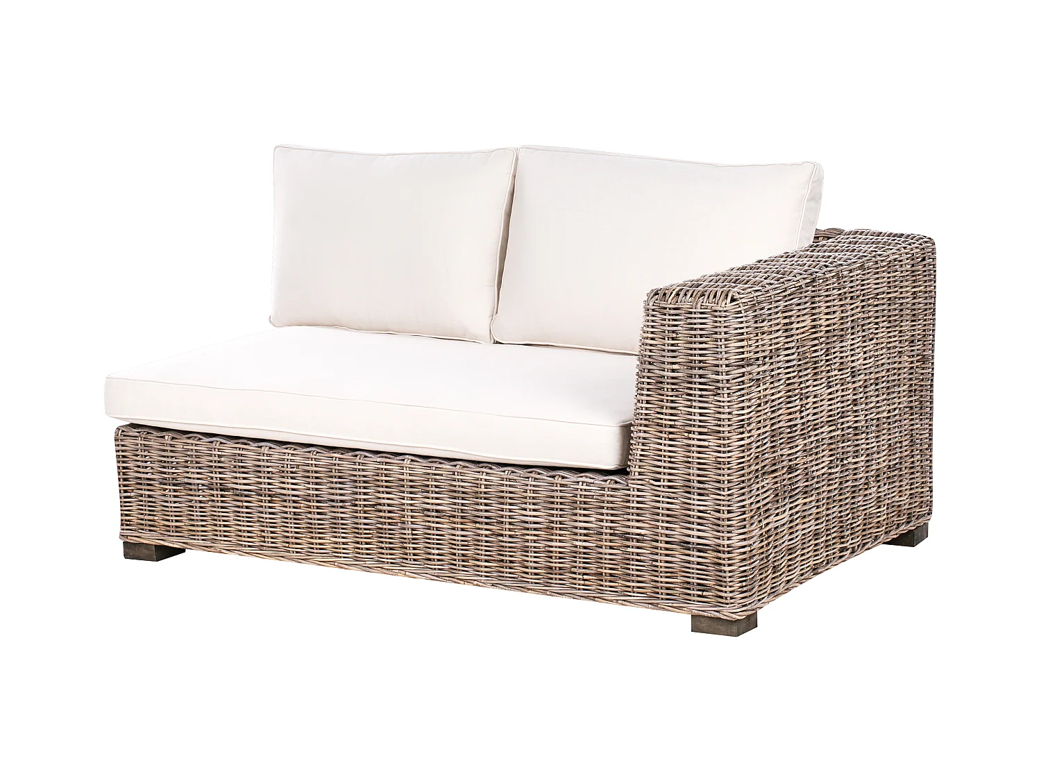 Canapé d'angle de jardin avec ottoman 5 places RINELLA Rotin Gris