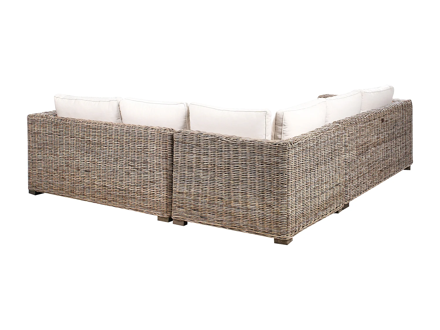 Canapé d'angle de jardin avec ottoman 5 places RINELLA Rotin Gris