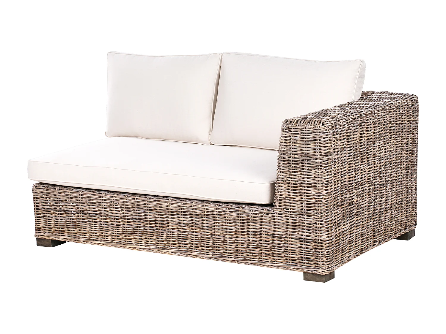 Canapé d'angle de jardin avec ottoman 5 places RINELLA Rotin Gris