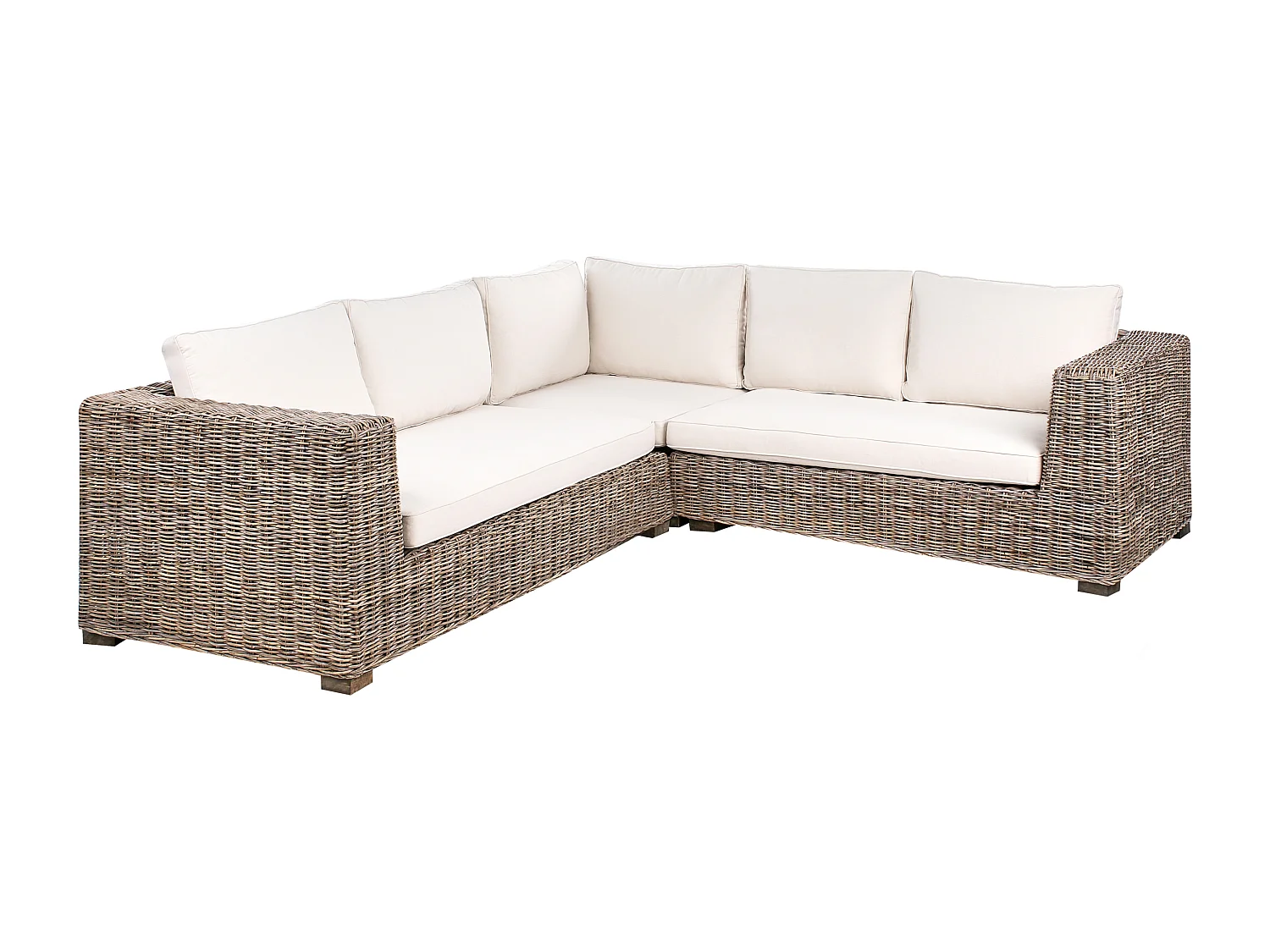 Canapé d'angle de jardin avec ottoman 5 places RINELLA Rotin Gris