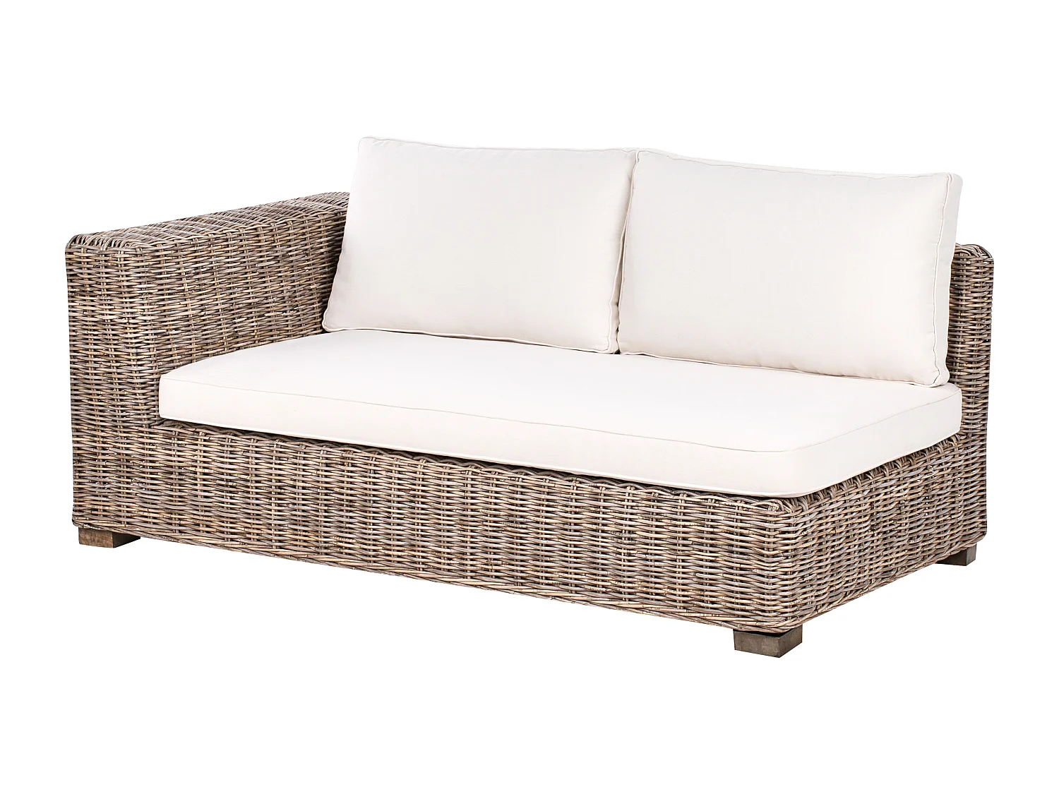 Canapé d'angle de jardin avec ottoman 5 places RINELLA Rotin Gris