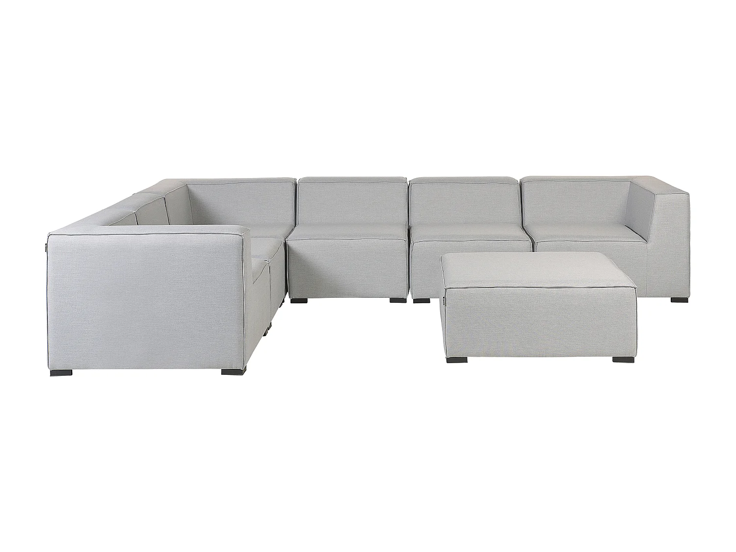 Canapé d'angle de jardin avec ottoman 7 places AREZZO Côté droite Gris clair