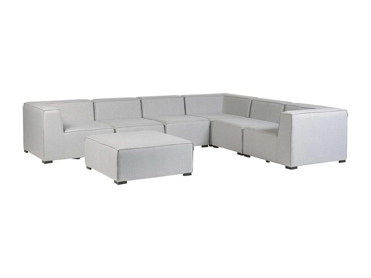 Canapé d'angle de jardin avec ottoman 7 places AREZZO Côté droite Gris clair