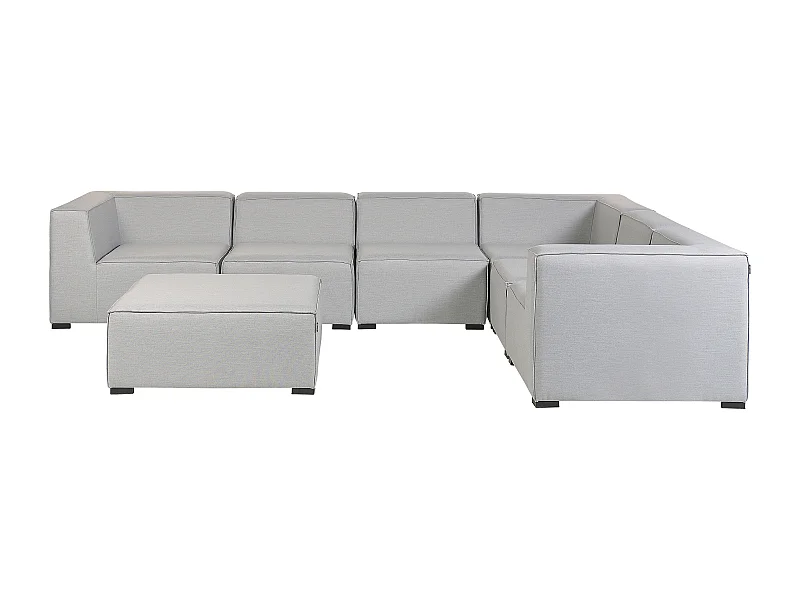 Luxuriöses 7-teiliges Outdoor Lounge Set hellgrau Stoffbezug linksseitig Arezzo