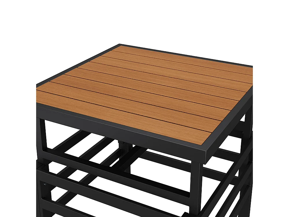 Ensemble jardin 2 canapés doubles et 1 pouf et 1 table élévatrice plastique + fer galvanisé et table d'appoint Gris