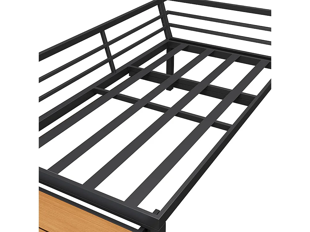 Ensemble jardin 2 canapés doubles et 1 pouf et 1 table élévatrice plastique + fer galvanisé et table d'appoint Gris