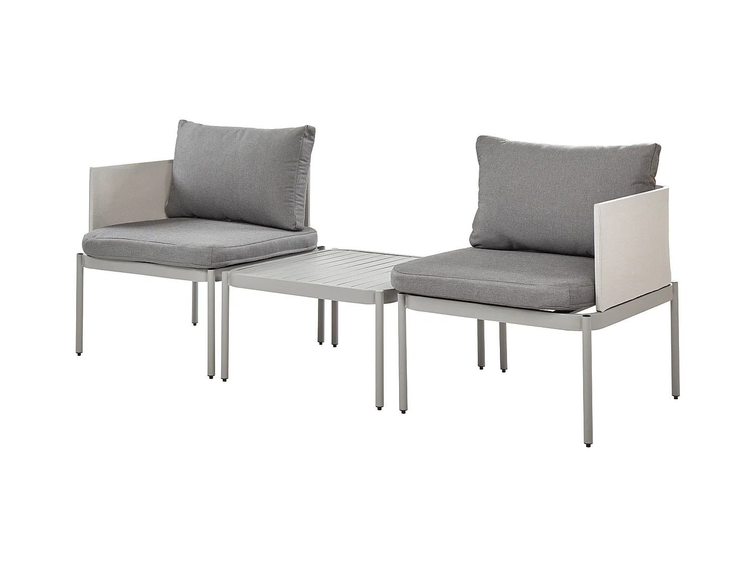 Zestaw ogrodowy ze stolikiem dla 2 osób TERRACINA Metal Jasnoszary