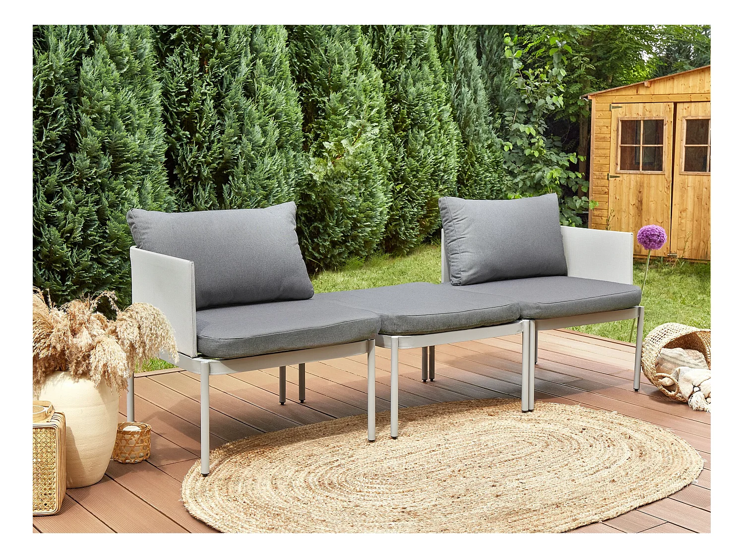 Conjunto de jardín con mesa 2 plazas TERRACINA Metal Gris claro