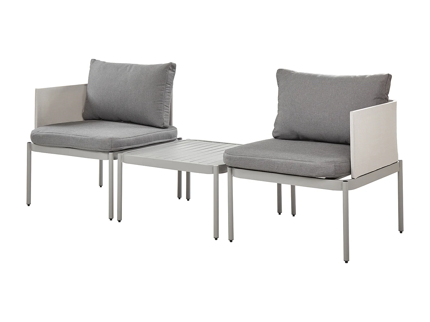 Ensemble de salon de jardin avec table 2 places TERRACINA Métal Gris clair