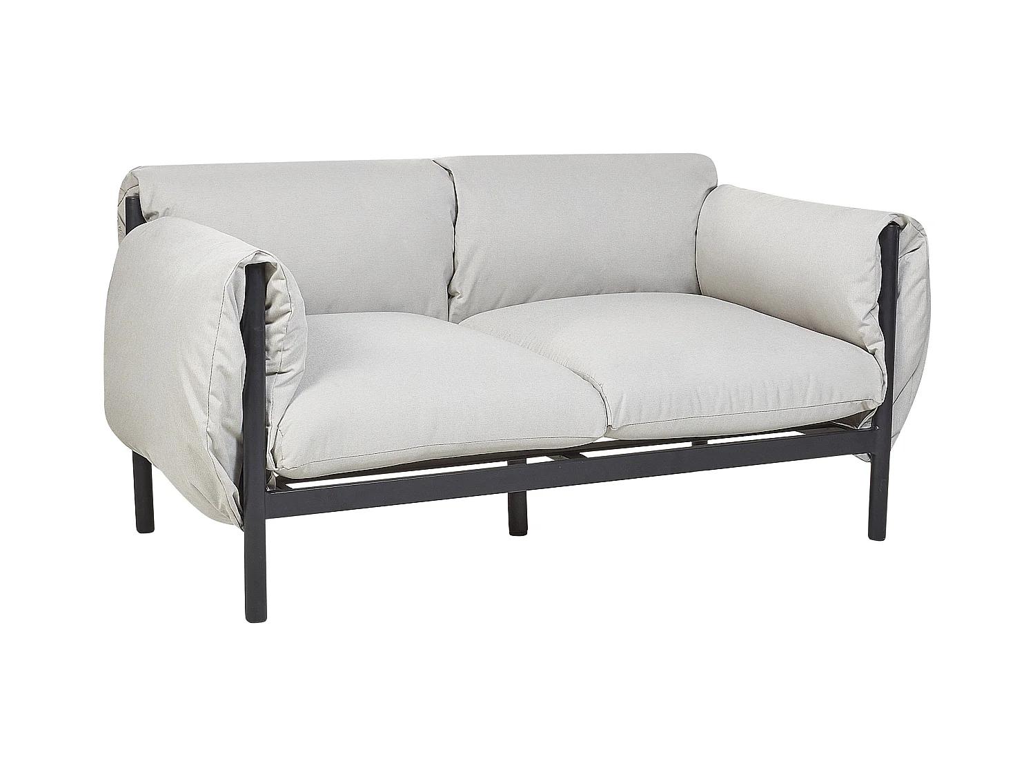 Lounge Set 3-teilig Aluminium schwarz / grau 2-Sitzer Sofa & 2 Sessel Esperia