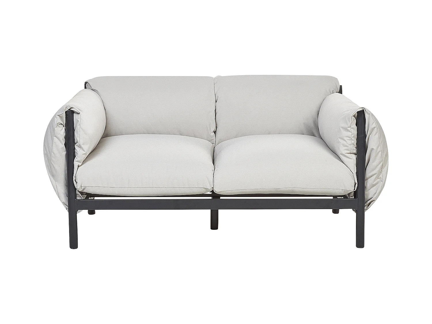 Lounge Set 3-teilig Aluminium schwarz / grau 2-Sitzer Sofa & 2 Sessel Esperia