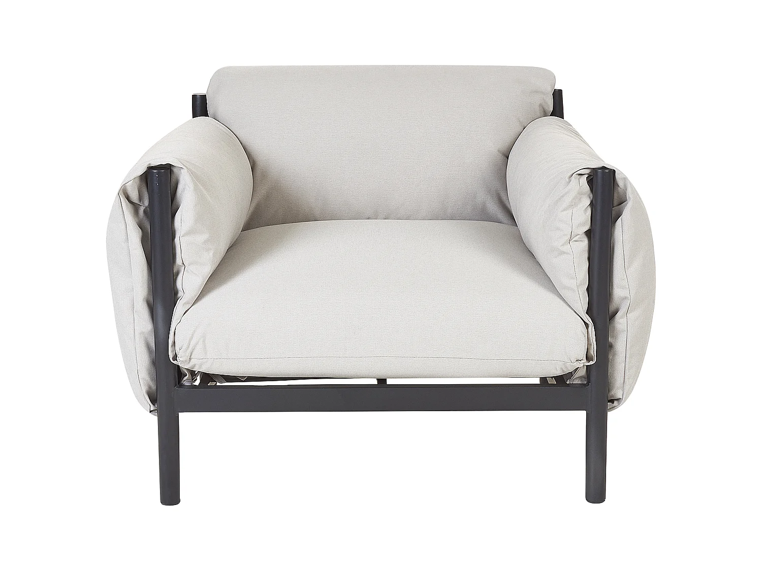 Lounge Set 3-teilig Aluminium schwarz / grau 2-Sitzer Sofa & 2 Sessel Esperia