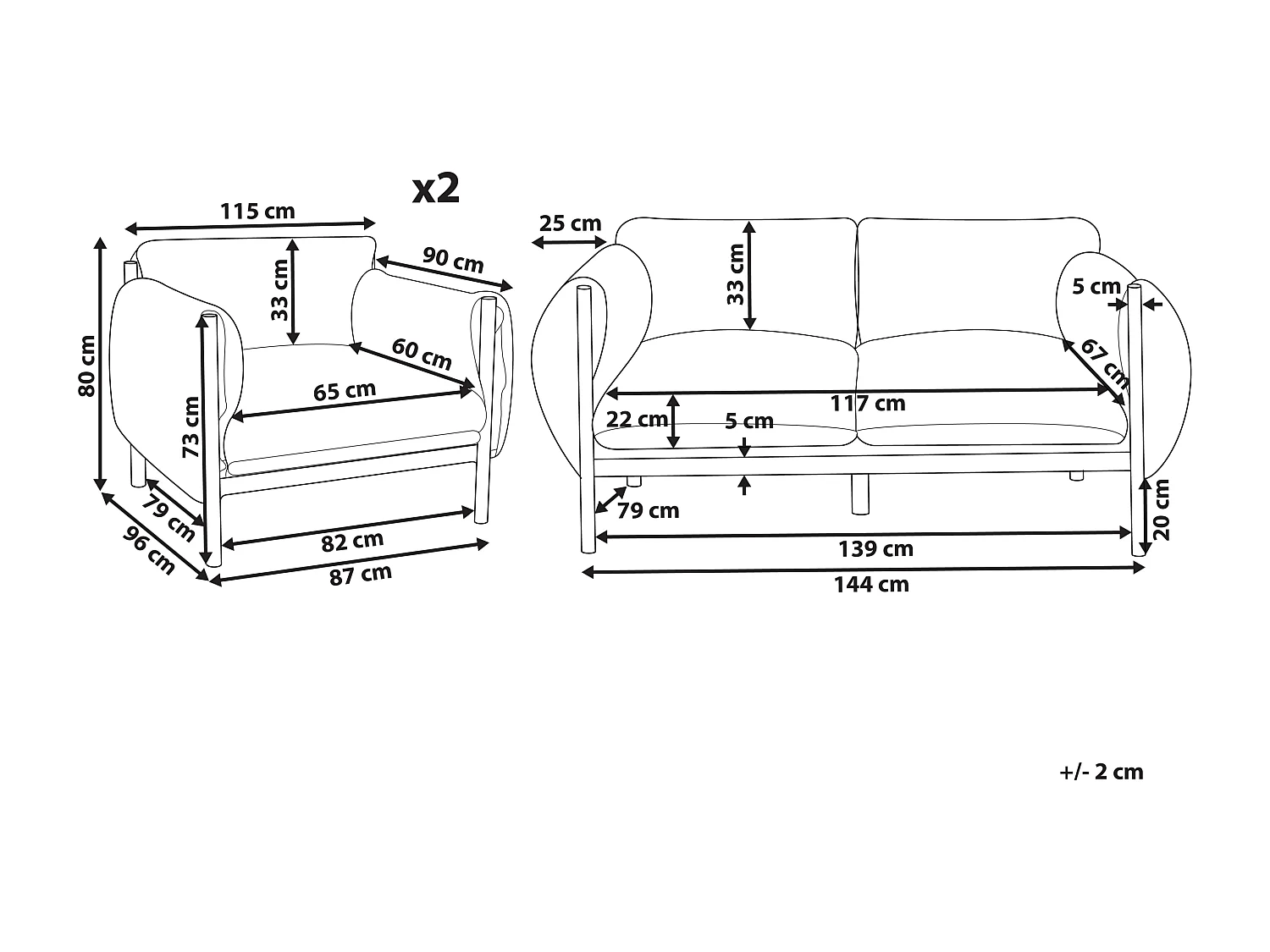 Ensemble de canapés de jardin 4 places ESPERIA Métal Gris