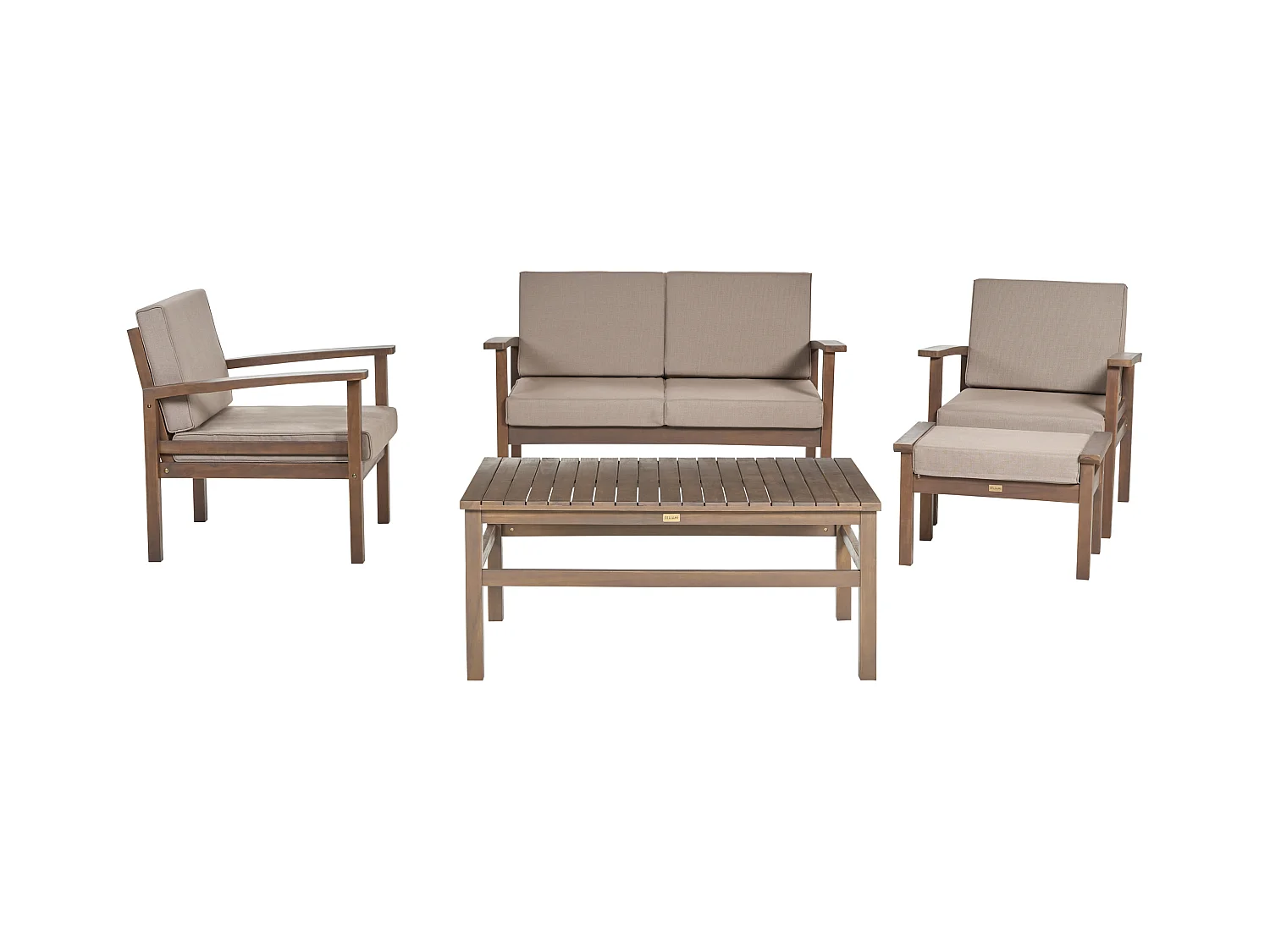 Lounge Set Akazienholz dunkelbraun mit Zertifizierung Auflagen taupe Manila