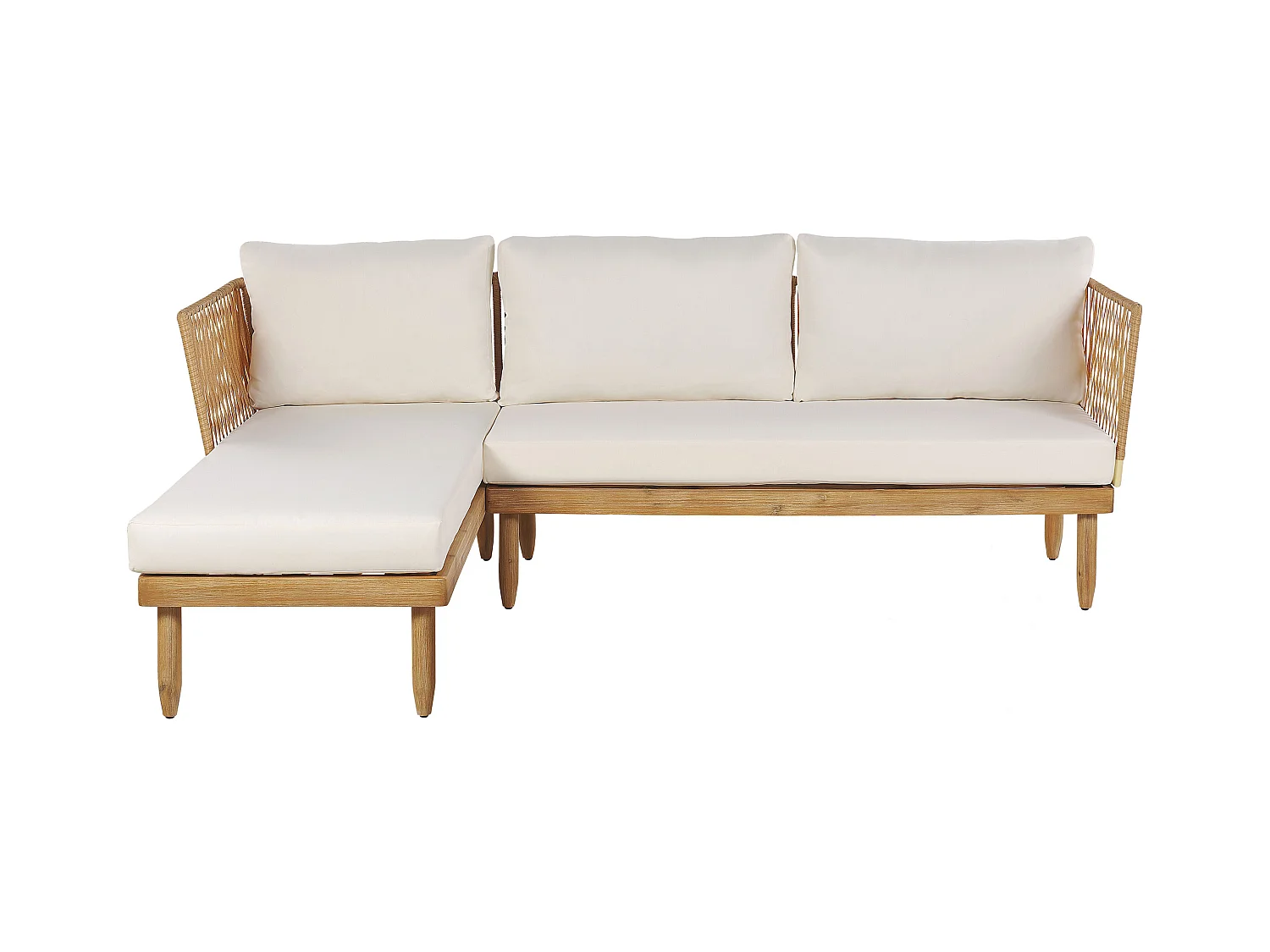 Ensemble de salon de jardin avec table 4 places CREMONA Côté droit Acacia Blanc cassé