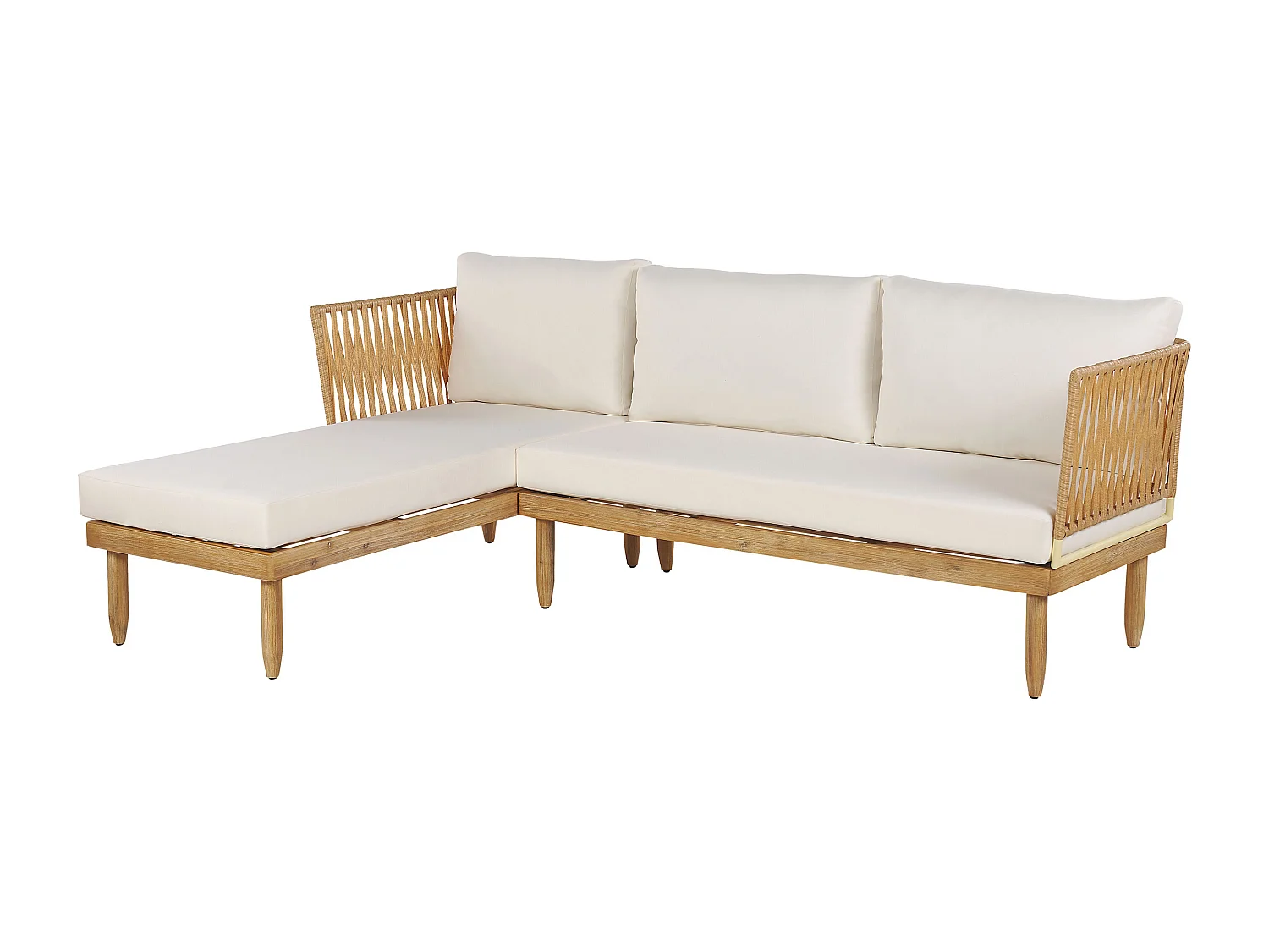 Ensemble de salon de jardin avec table 4 places CREMONA Côté droit Acacia Blanc cassé