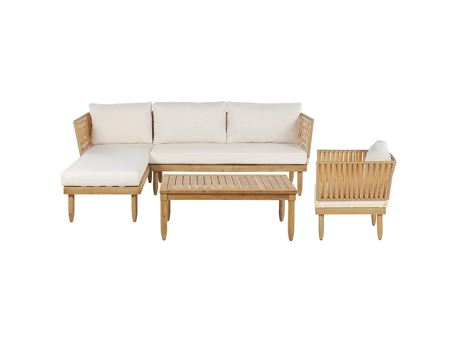 Set da giardino con tavolo 4 posti CREMONA Lato destro Legno d'acacia Bianco sporco