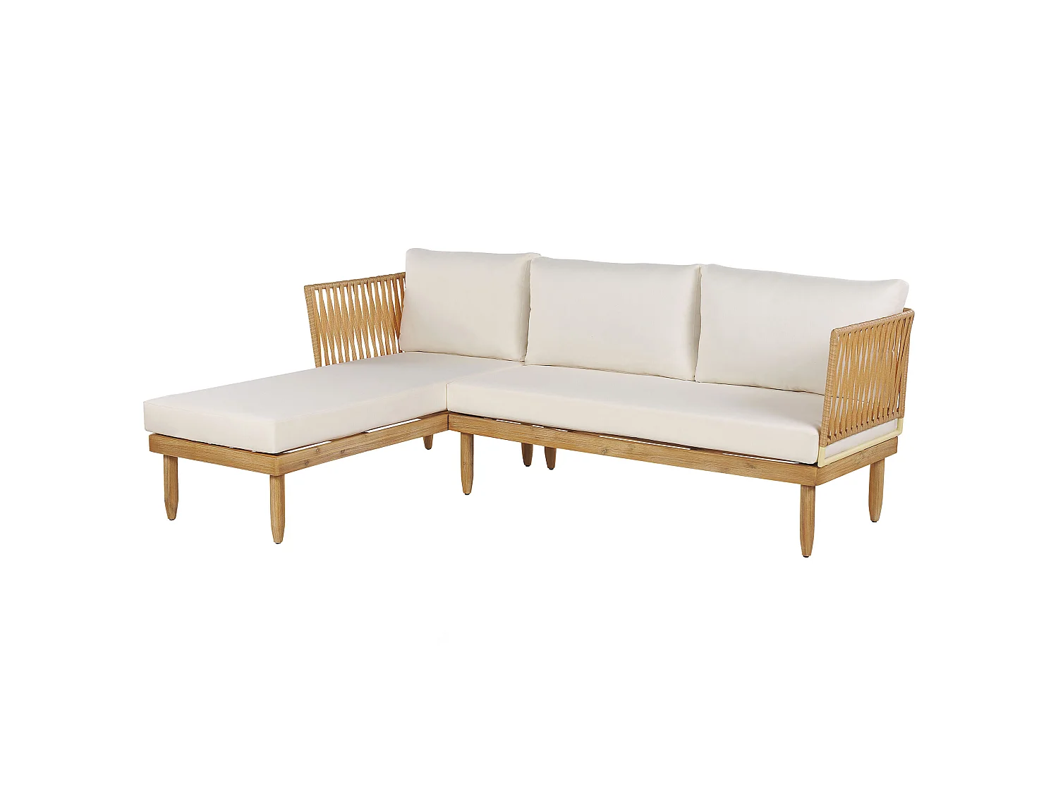 Set da giardino con tavolo 4 posti CREMONA Lato destro Legno d'acacia Bianco sporco