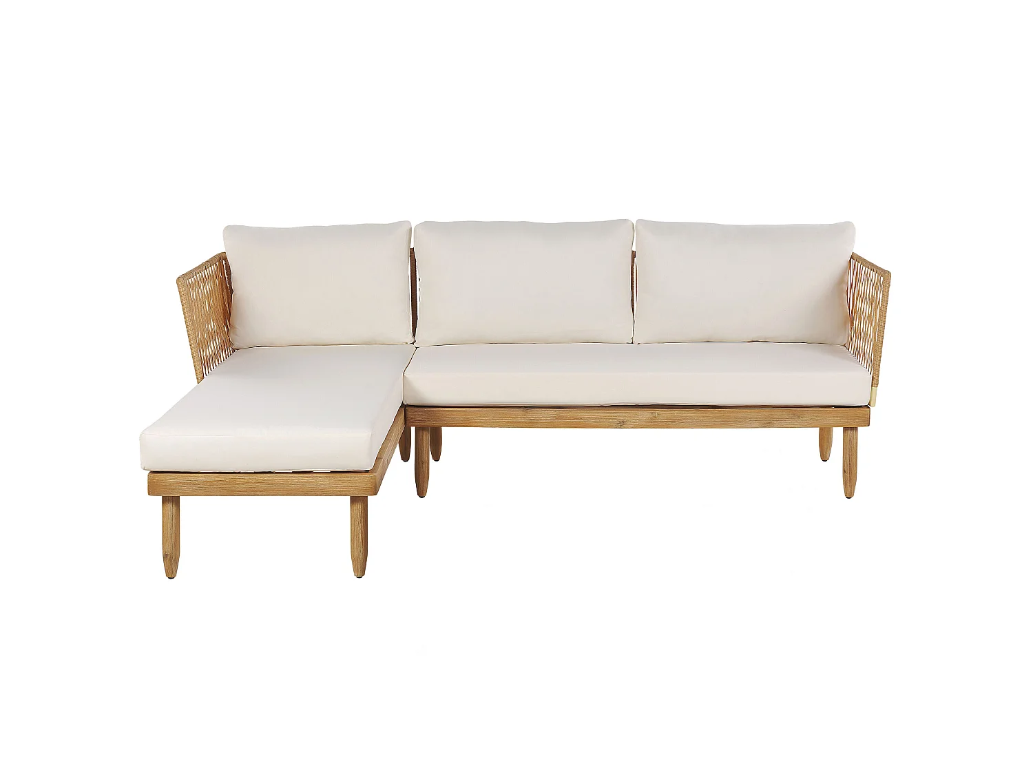 Set da giardino con tavolo 4 posti CREMONA Lato destro Legno d'acacia Bianco sporco
