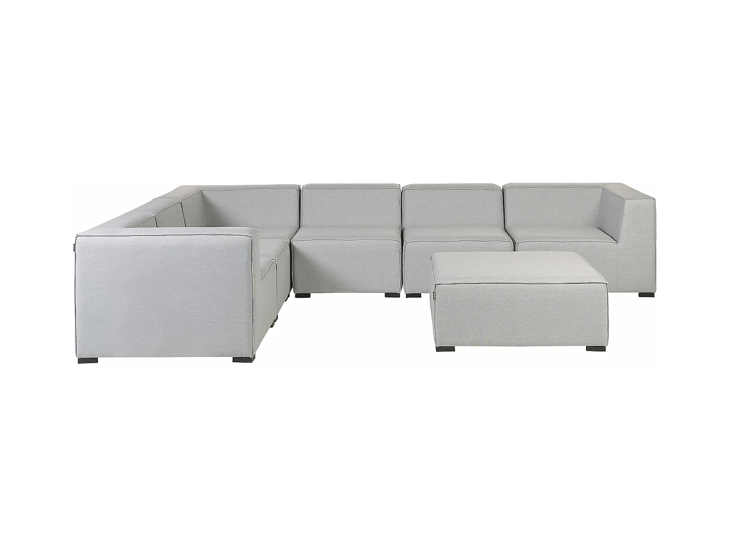 Canapé d'angle de jardin avec ottoman 7 places AREZZO Côté droit Gris clair