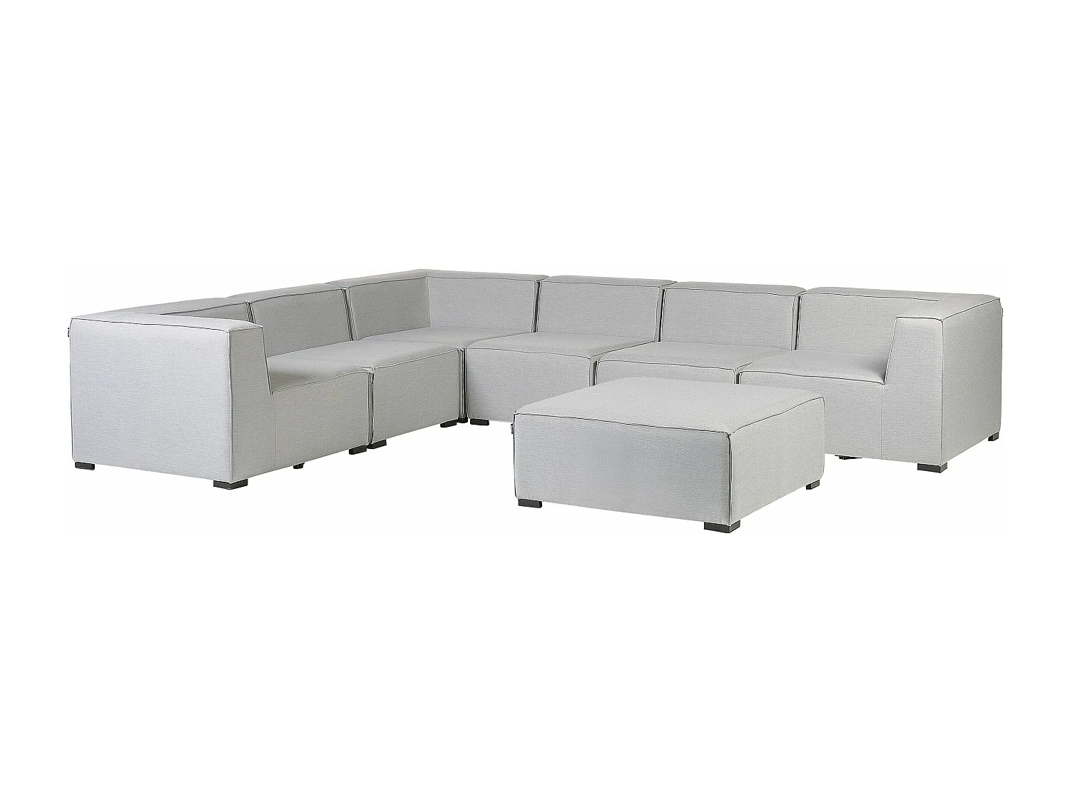 Narożnik ogrodowy z otomaną dla 7 osób AREZZO Prawostronny Modułowy Jasnoszary