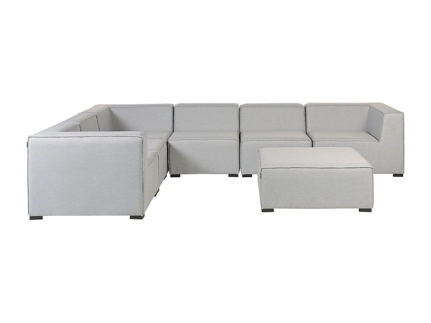 Sofá esquinero de jardín con otomana 7 plazas AREZZO Derecha modular Gris claro