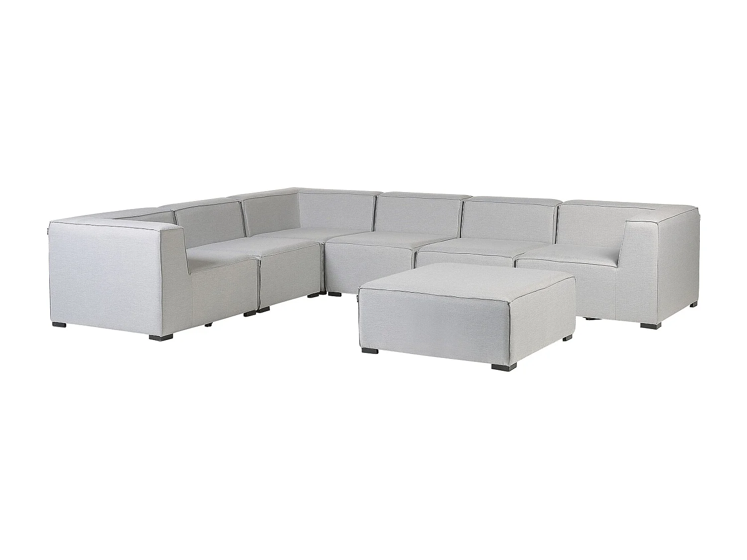 Sofá esquinero de jardín con otomana 7 plazas AREZZO Derecha modular Gris claro