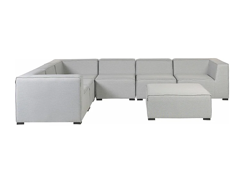 Narożnik ogrodowy z otomaną dla 7 osób AREZZO Prawostronny Modułowy Jasnoszary