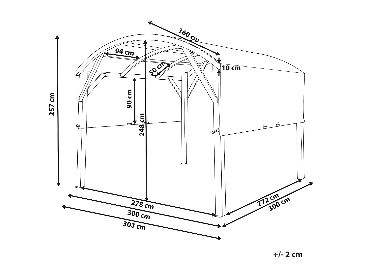 Pavillon SCOPELLO Tannenholz 303 cm 300 cm Braun / Beige