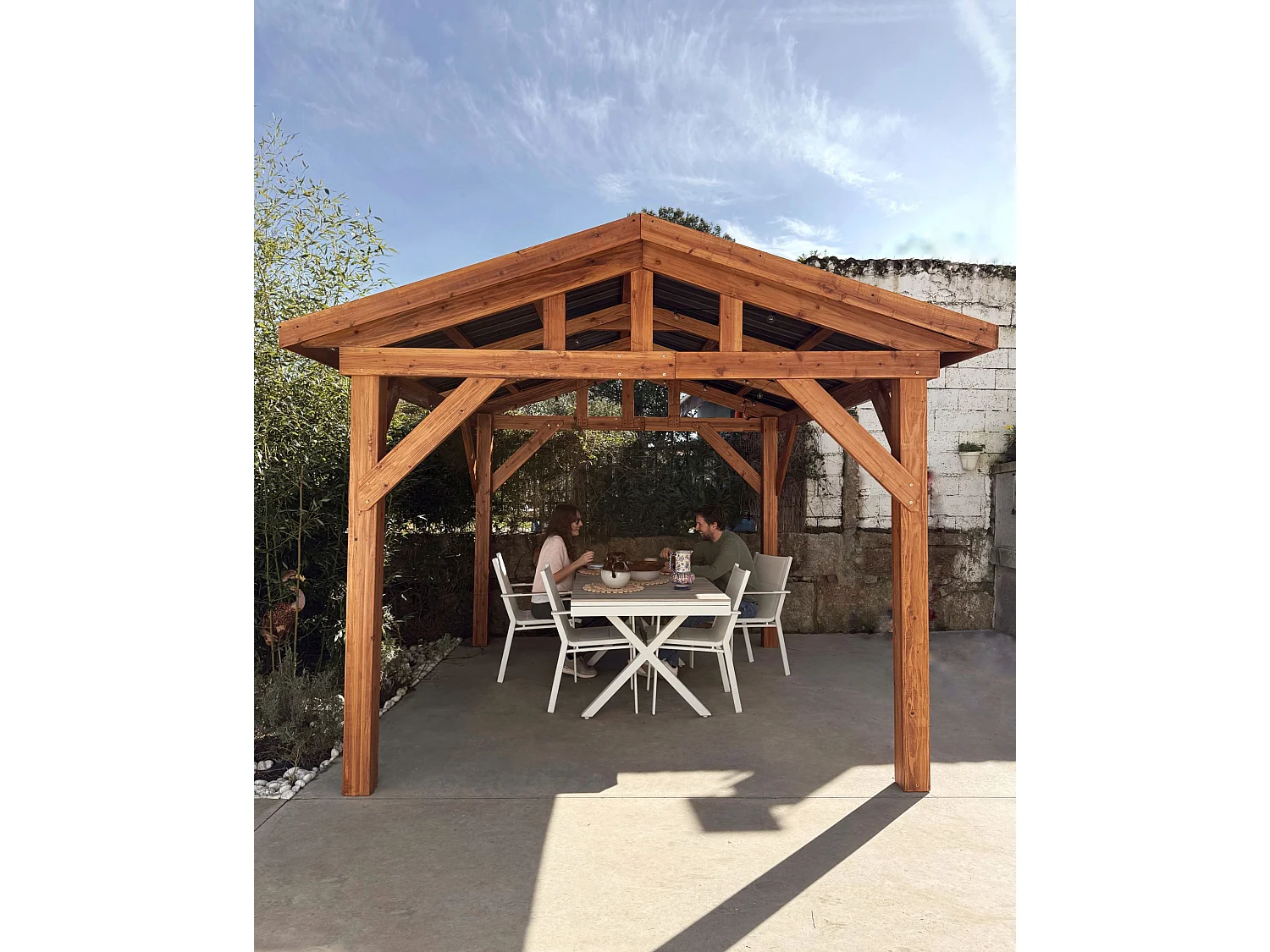 Gazebo SECCHIA Legno di abete 296 cm 350 cm Marrone/ Grigio