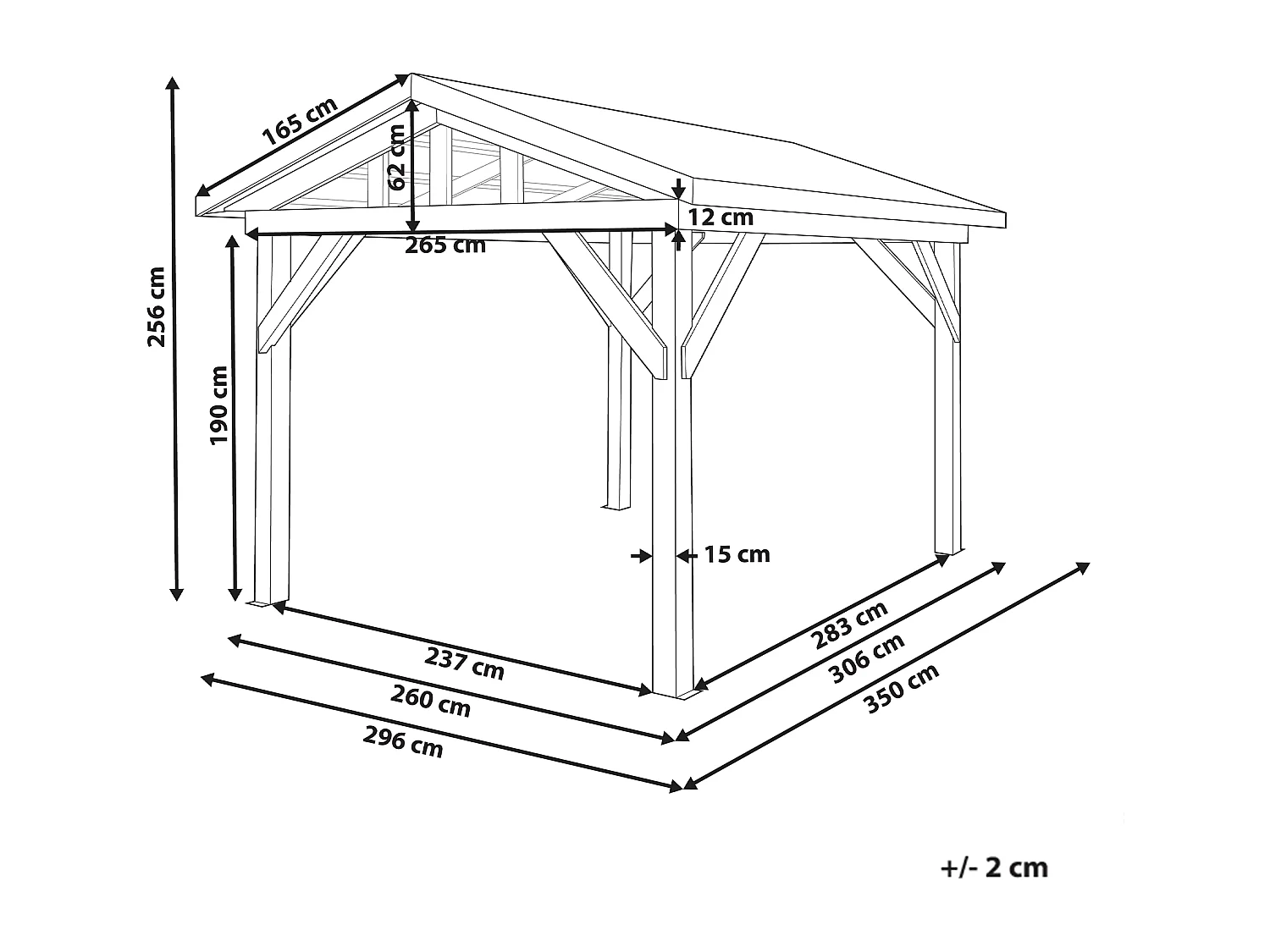 Pavillon SECCHIA Tannenholz 296 cm 350 cm Braun / Grau