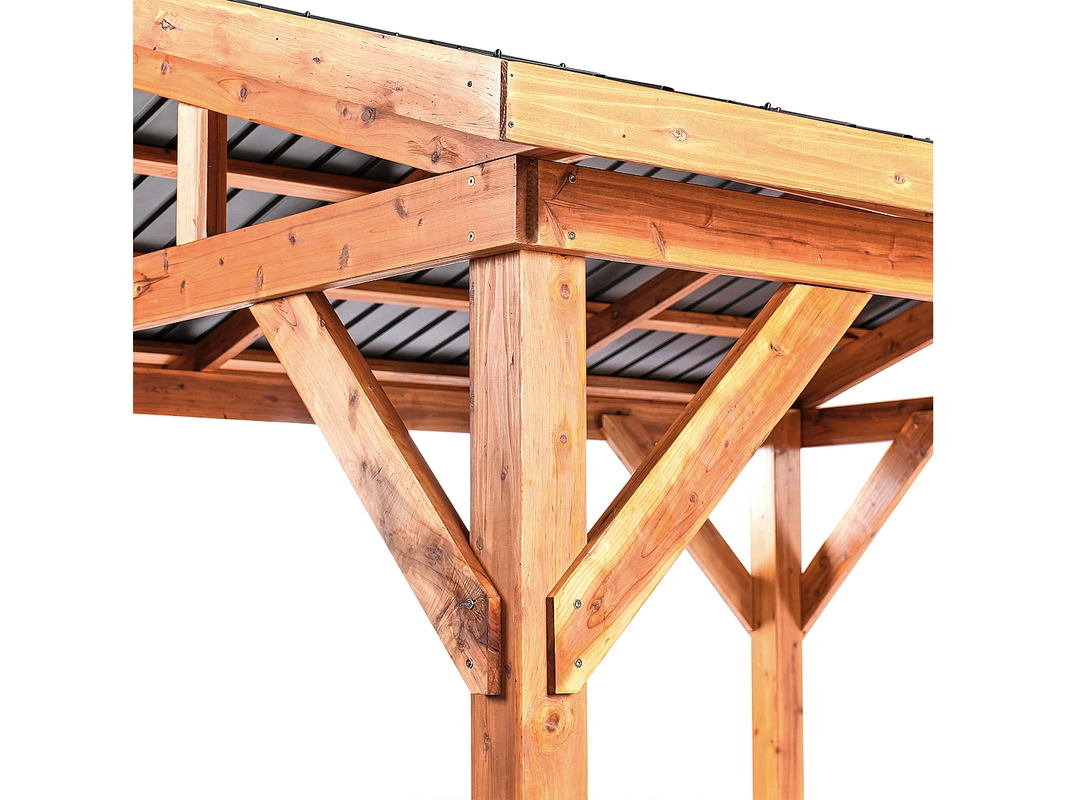 Pavillon SECCHIA Tannenholz 296 cm 350 cm Braun / Grau