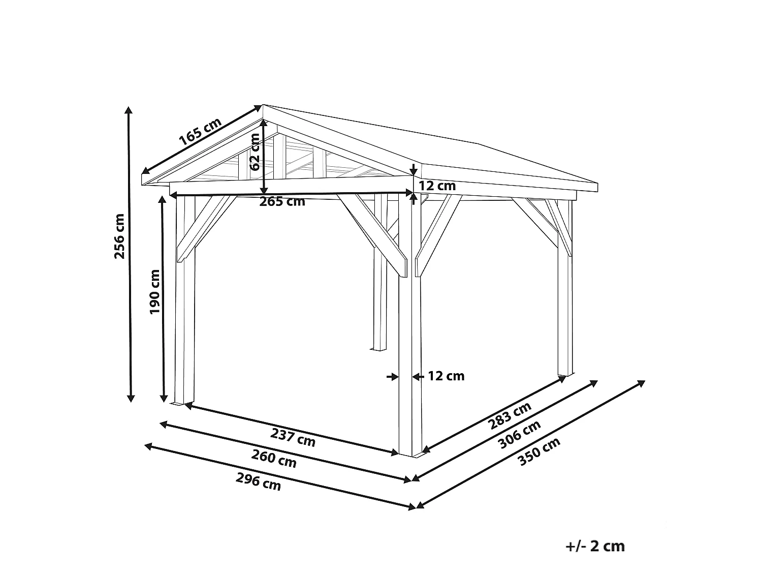 Pavillon SECCHIA Tannenholz 296 cm 350 cm Braun / Grau