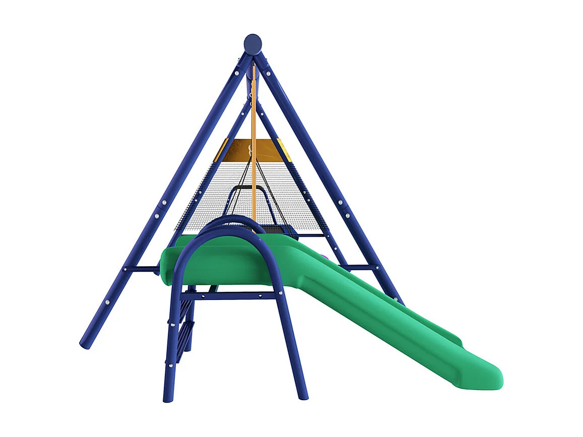 Ensemble de balançoires jardin multifonction avec toboggan trampoline et balançoire ronde aire de jeux enfants