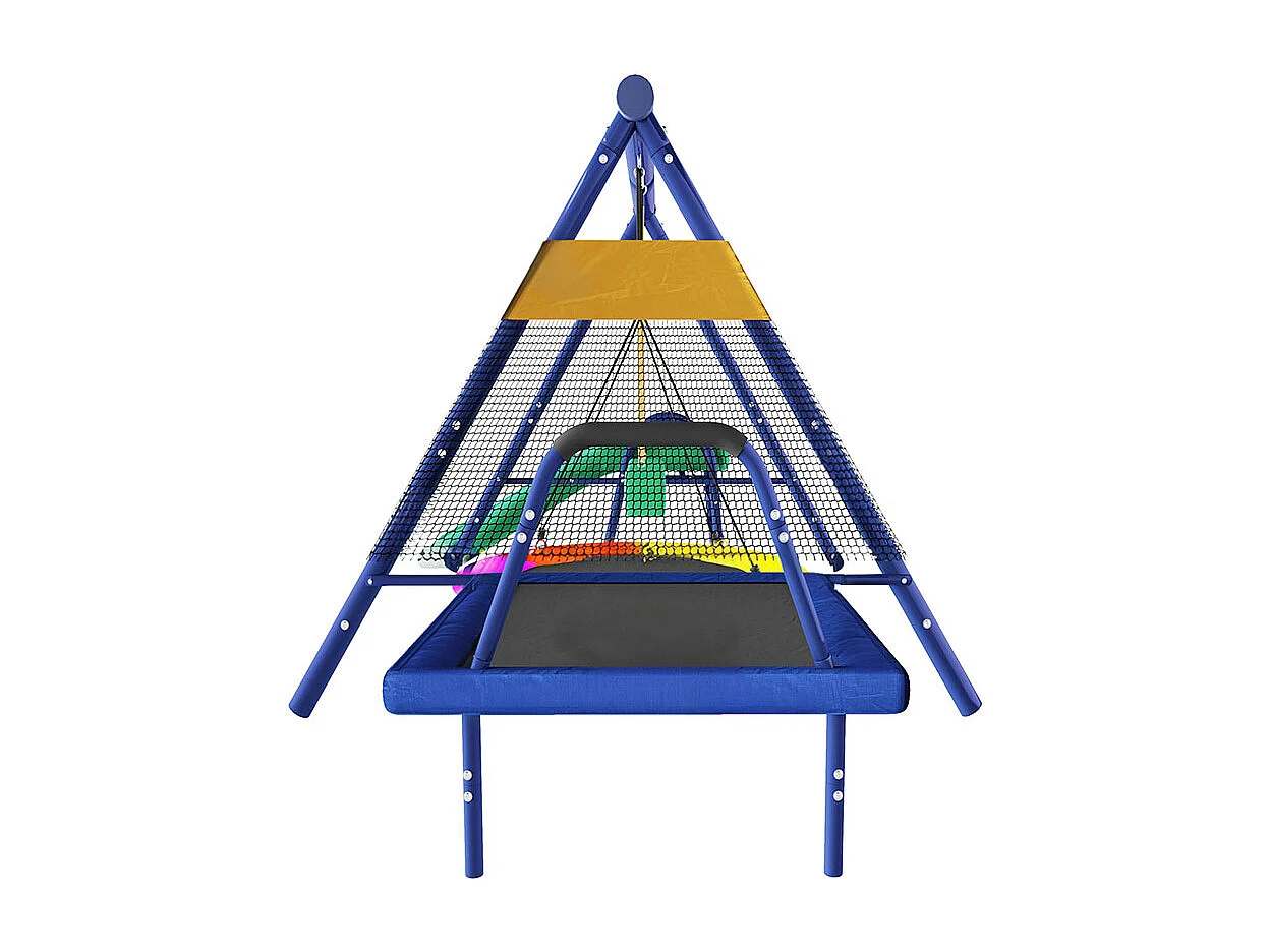 Ensemble de balançoires jardin multifonction avec toboggan trampoline et balançoire ronde aire de jeux enfants