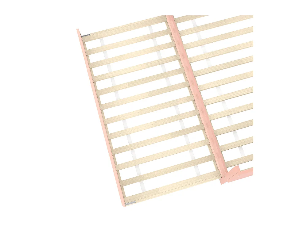 Lit gigogne Lit plat 140x200 cm avec bureau avec lit à roulettes lit double avec étagères pin + panneau de particules Rose