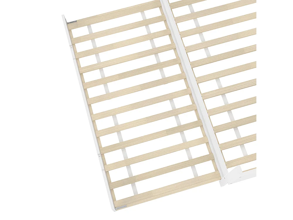 Lit gigogne Lit plat 140x200 cm avec bureau avec lit à roulettes lit double avec étagères pin + panneau de particules Blanc