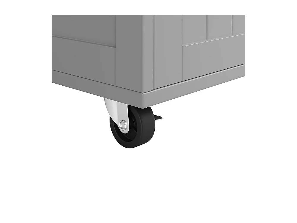 Desserte de cuisine moderne avec espace de rangement et veinure de bois couleur gris anthracite