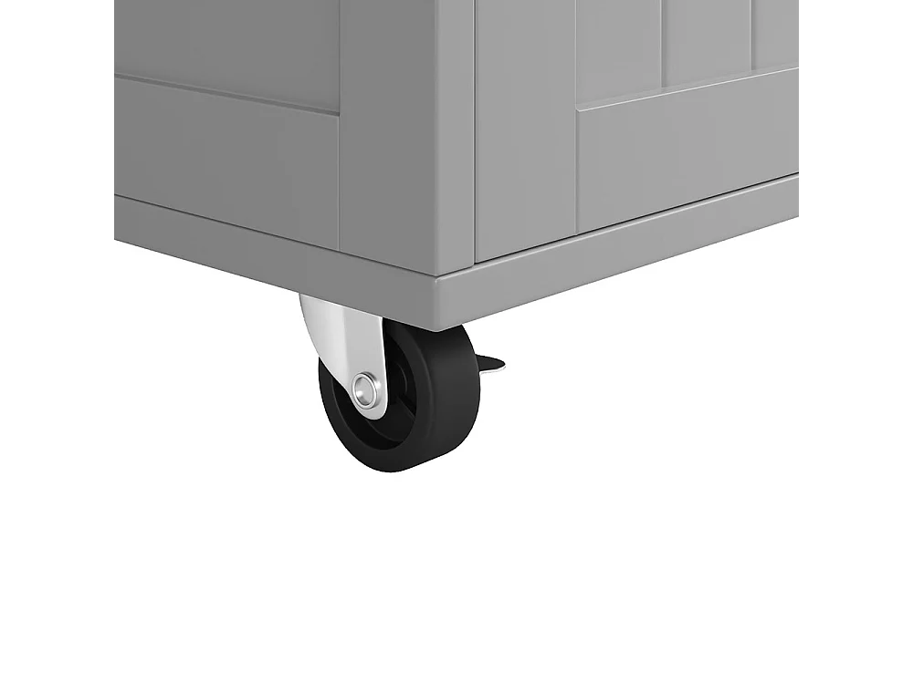 Desserte de cuisine moderne avec espace de rangement et veinure de bois couleur gris anthracite