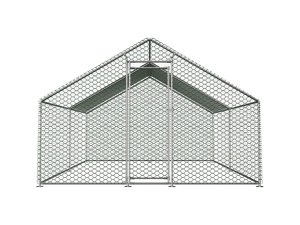 Chalet de jardin poulailler 3x4x2 mètres en métal avec serrure sécurité et toile PE imperméable pour petits animaux domestiques