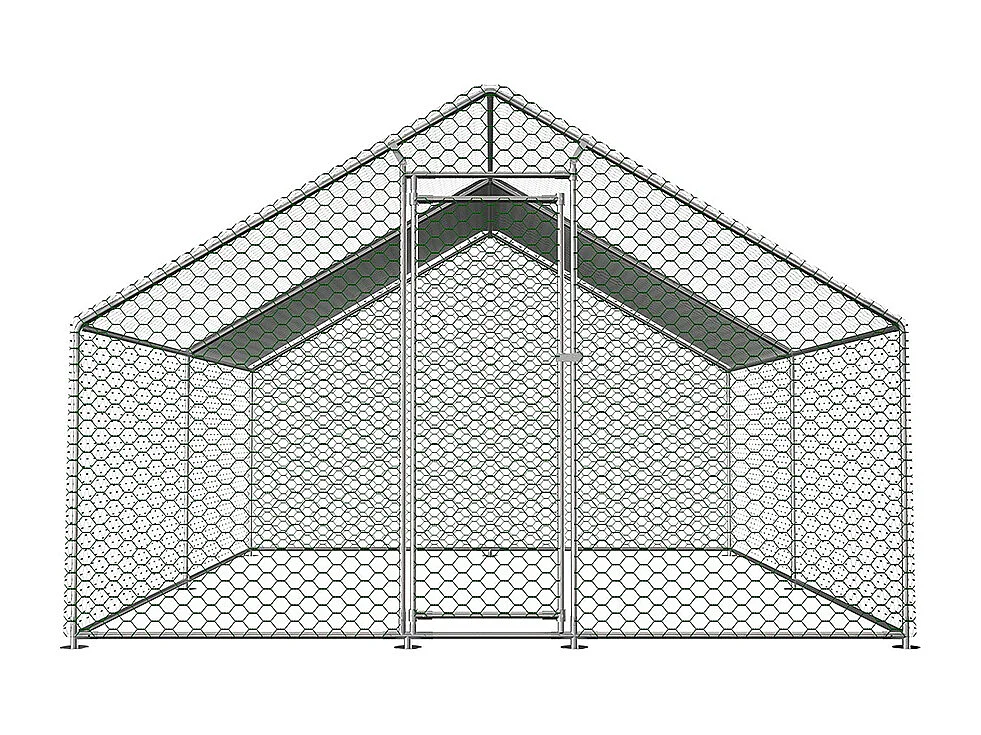 Chalet de jardin poulailler 3x4x2 mètres en métal avec serrure sécurité et toile PE imperméable pour petits animaux domestiques