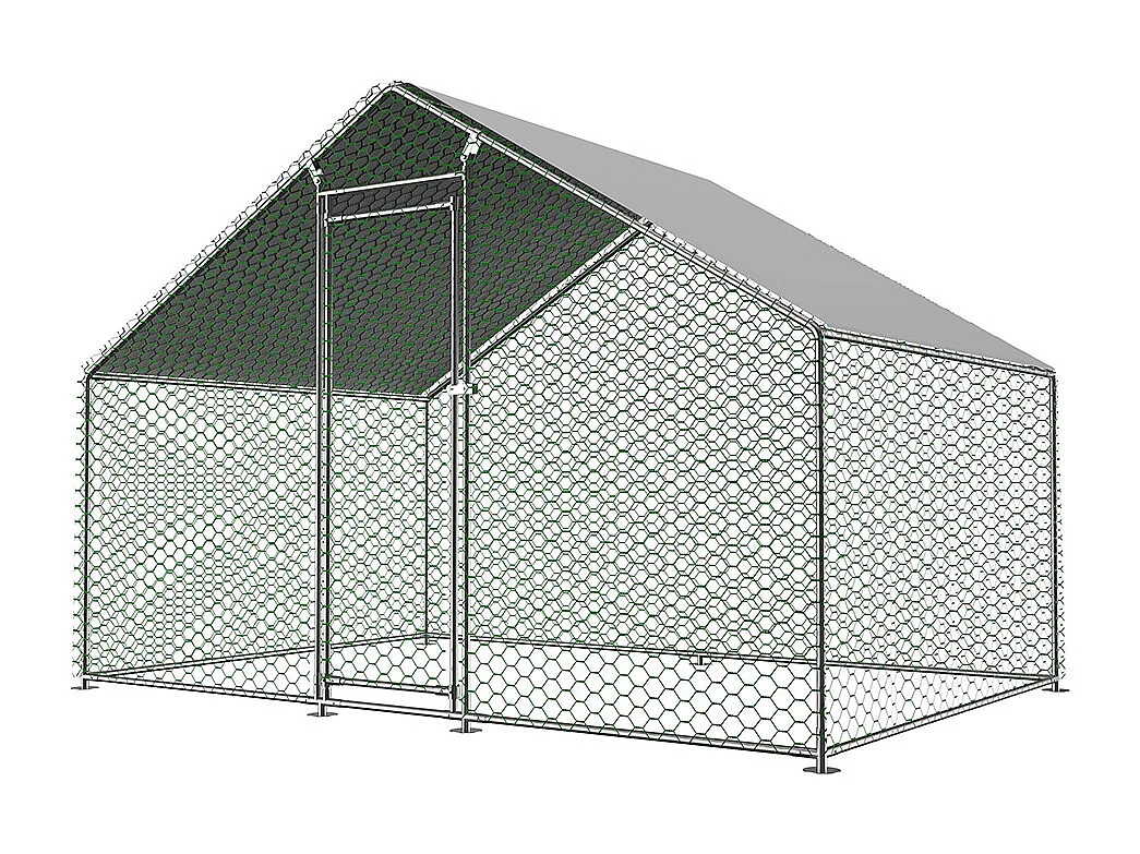 Enclos extérieur métallique poulailler 3x2x2 m avec système verrouillage et bâche PE durable pour élevage volailles sécurisé