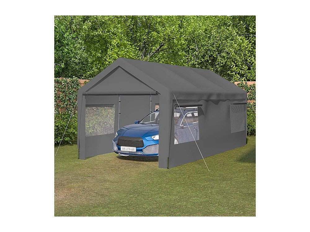 Garage abri voiture 3x6 mètres résistant hiver avec fenêtre enroulable et toit amovible pour protection SUV camion extérieur